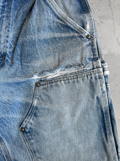 1990’S VINTAGE CARHARTT DENIM FADED DOUBLE KNEE PANTS - 30x32