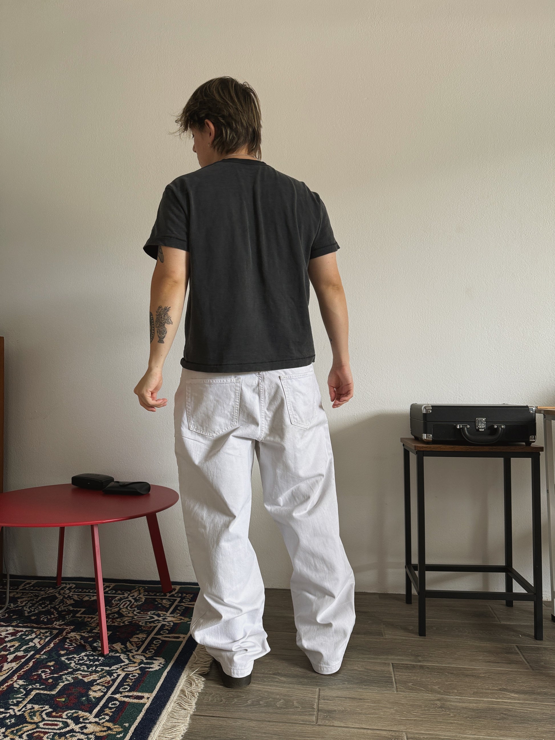 STUSSY WHITE BAGGY PANTS - 34x32
