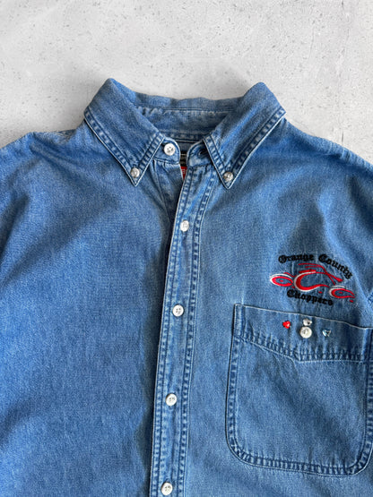 (M) ORANGE COUNTRY CHOPPERS DENIM SHIRT