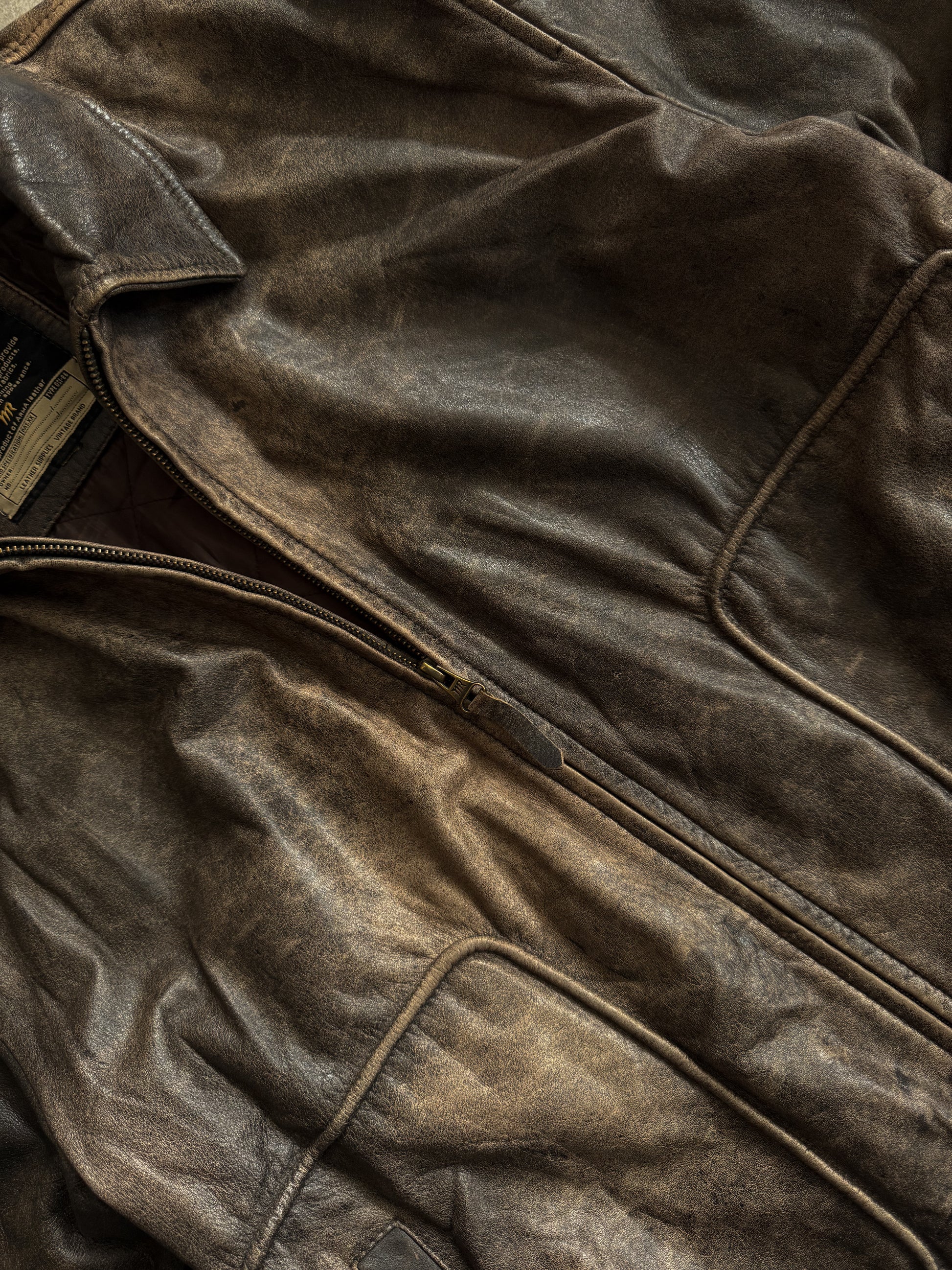 (L) VINTAGE MAY&ROSE FADED LEATHER JACKET