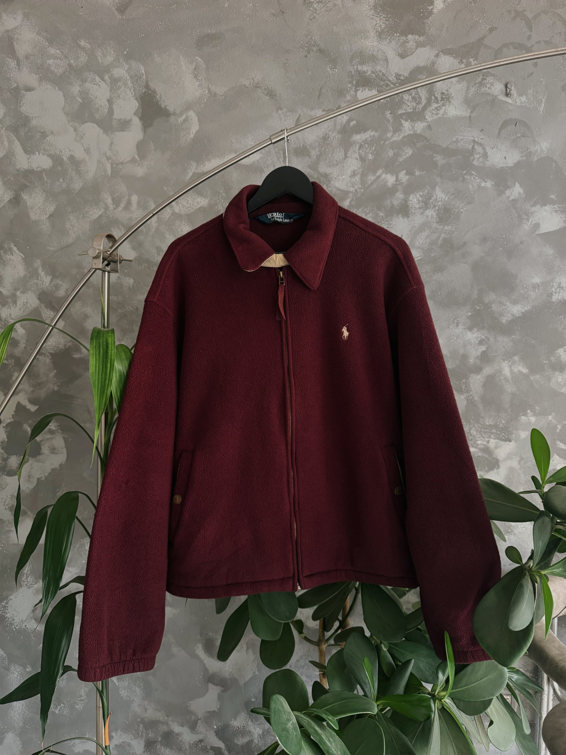(FIT L/XL) POLO RALPH LAUREN WINE FLEECE JACKET