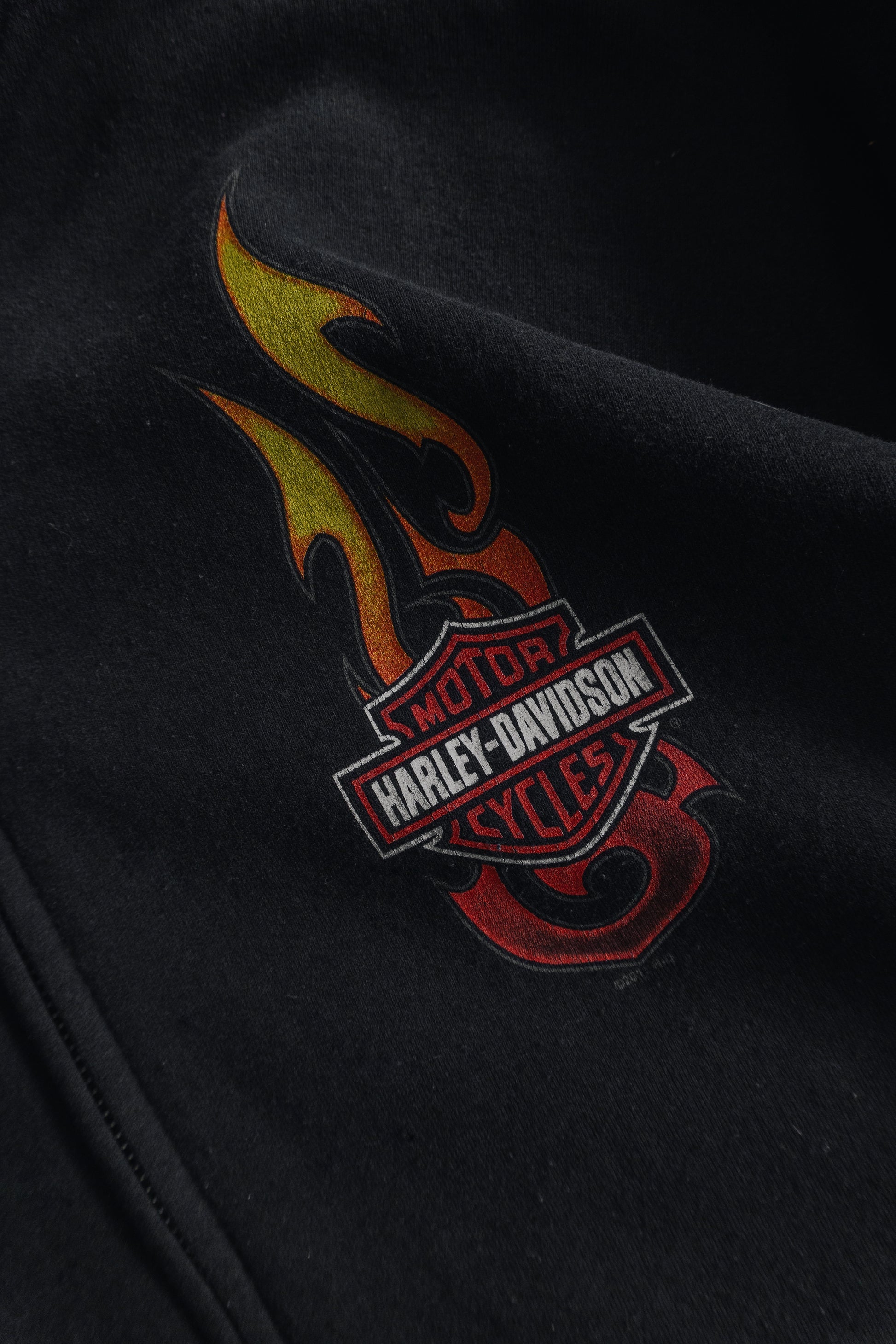 (L/XL) HARLEY DAVIDSON FLAMES HOODIE FULL ZIP