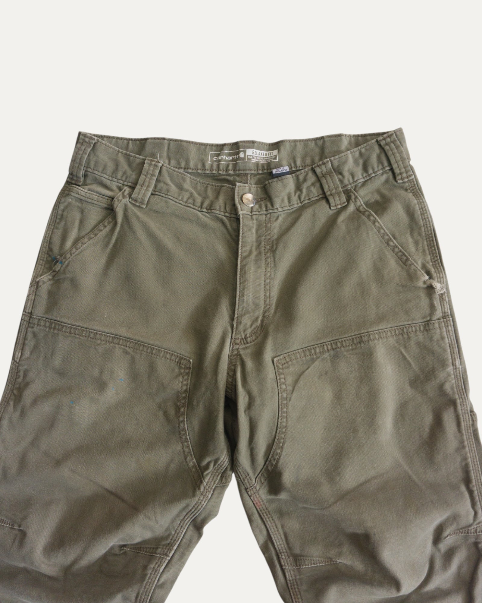 CARHARTT DOUBLE KNEE OLIVE GREEN PANTS - 32x30