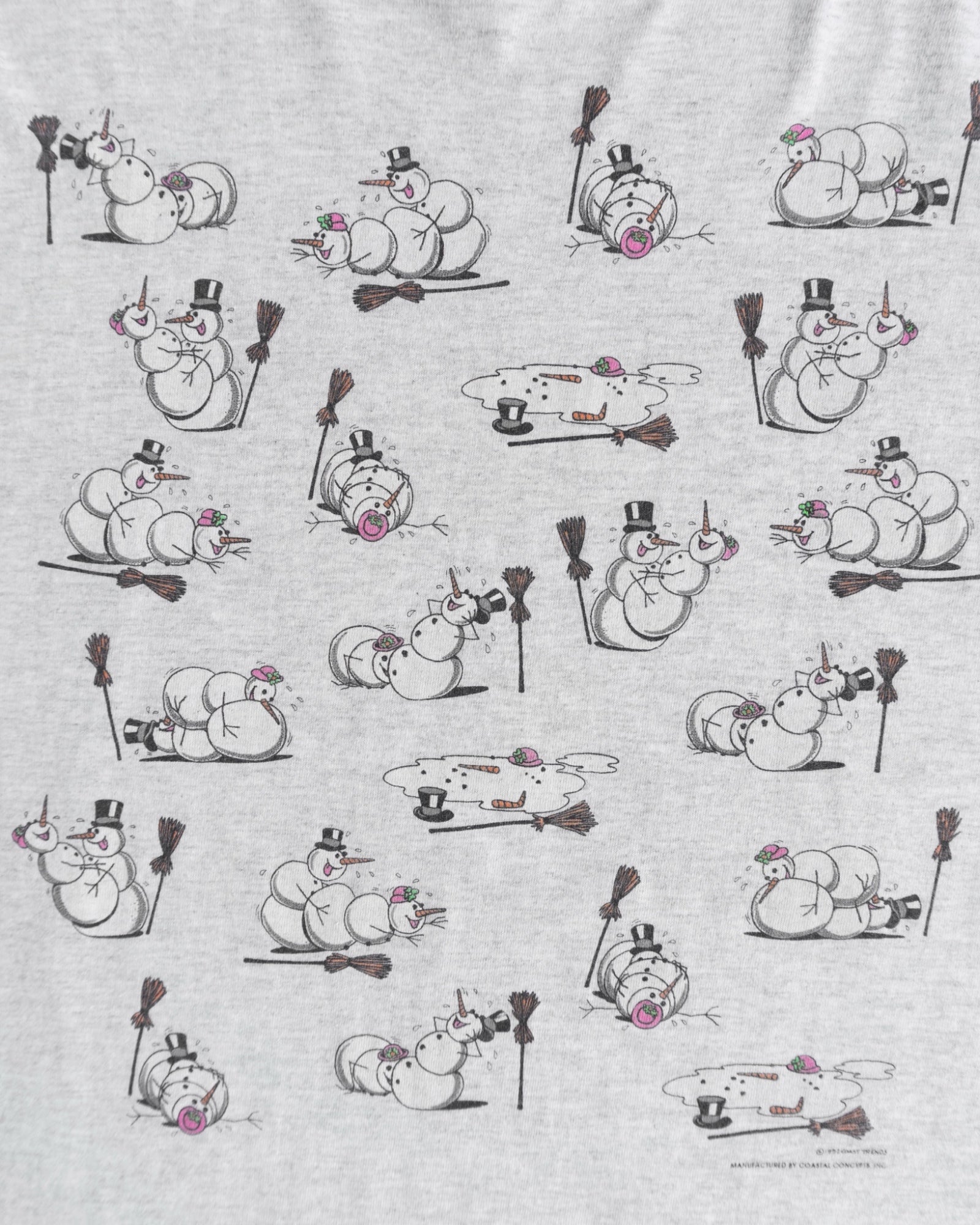 (L) 1992 VINTAGE DOUBLE SIDED SEX POSITIONS SNOWMAN TEE