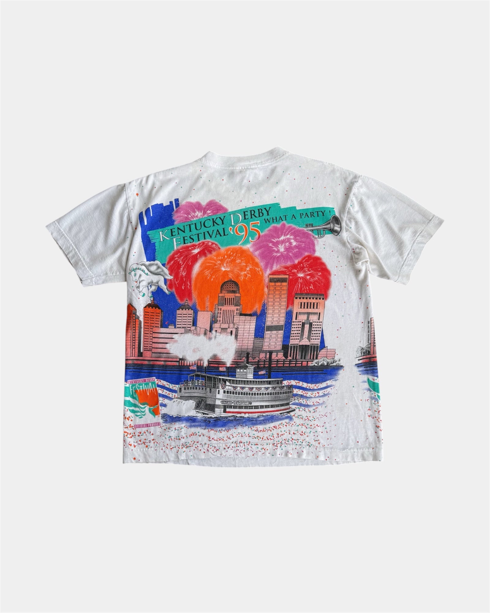 (M) VINTAGE 1995 KENTUCHY DERBY FESTIVAL AOP TEE
