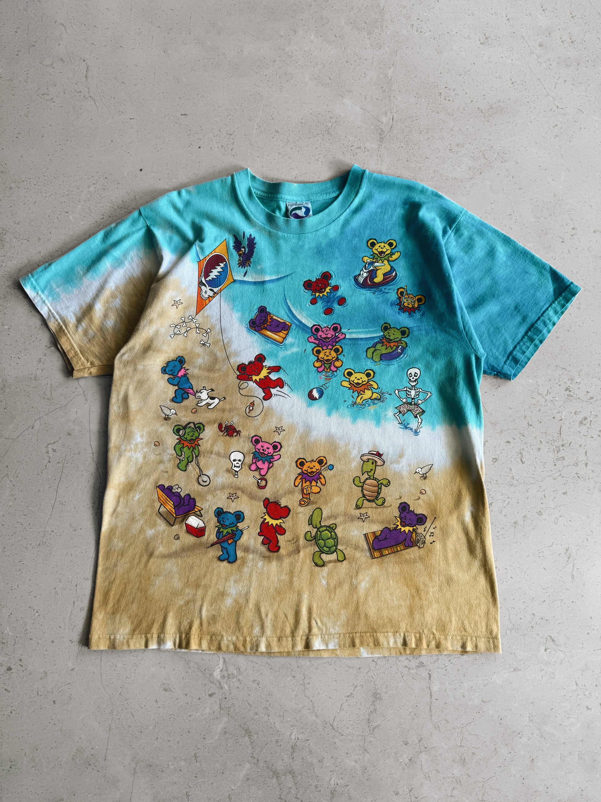 (L) 90’S VINTAGE GRATEFUL DEAD BEACH LIQUID BLUE TIE DYE TEE