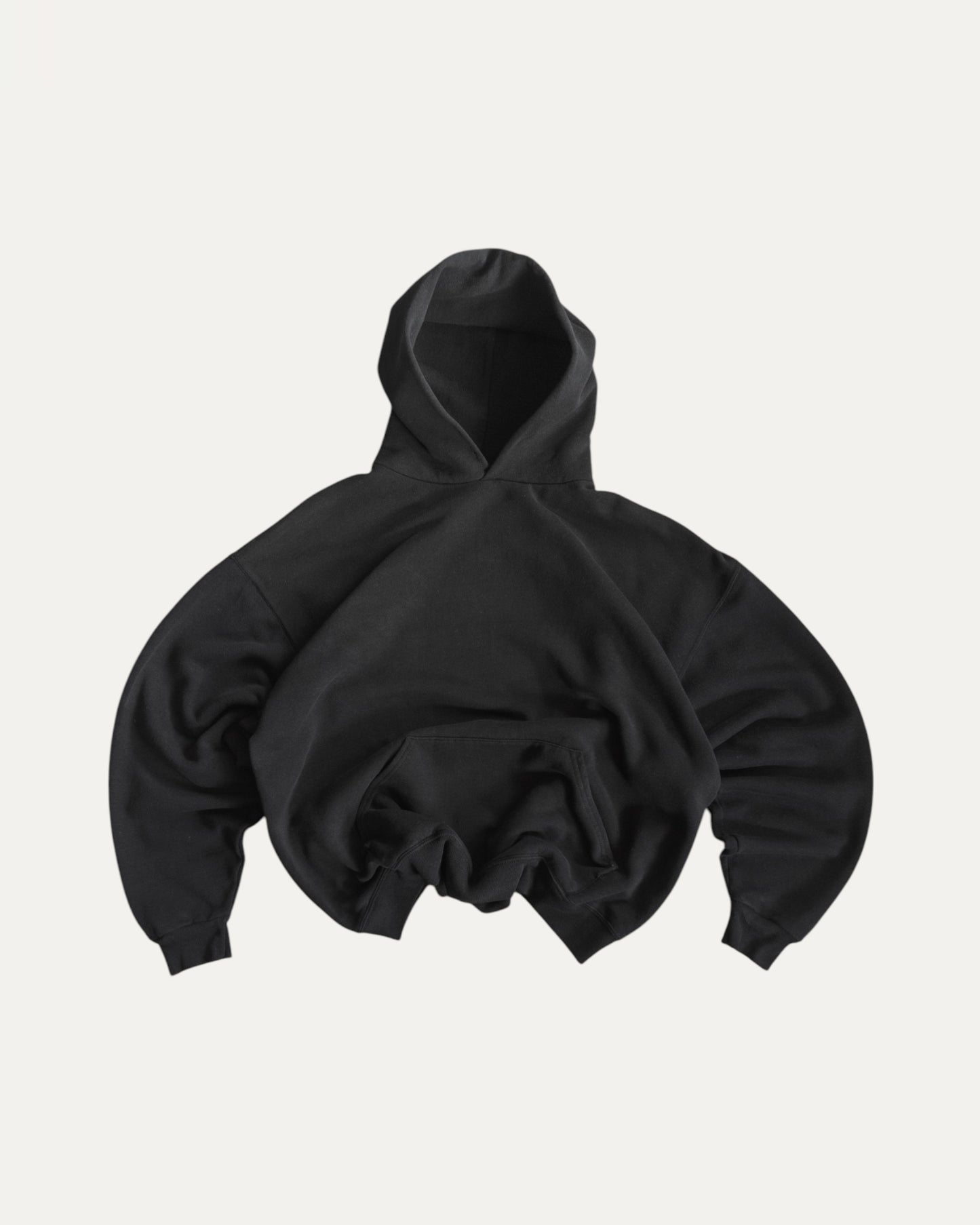 (BOXY L) 00’S VINTAGE RUSSELL BLACK BLANK HOODIE
