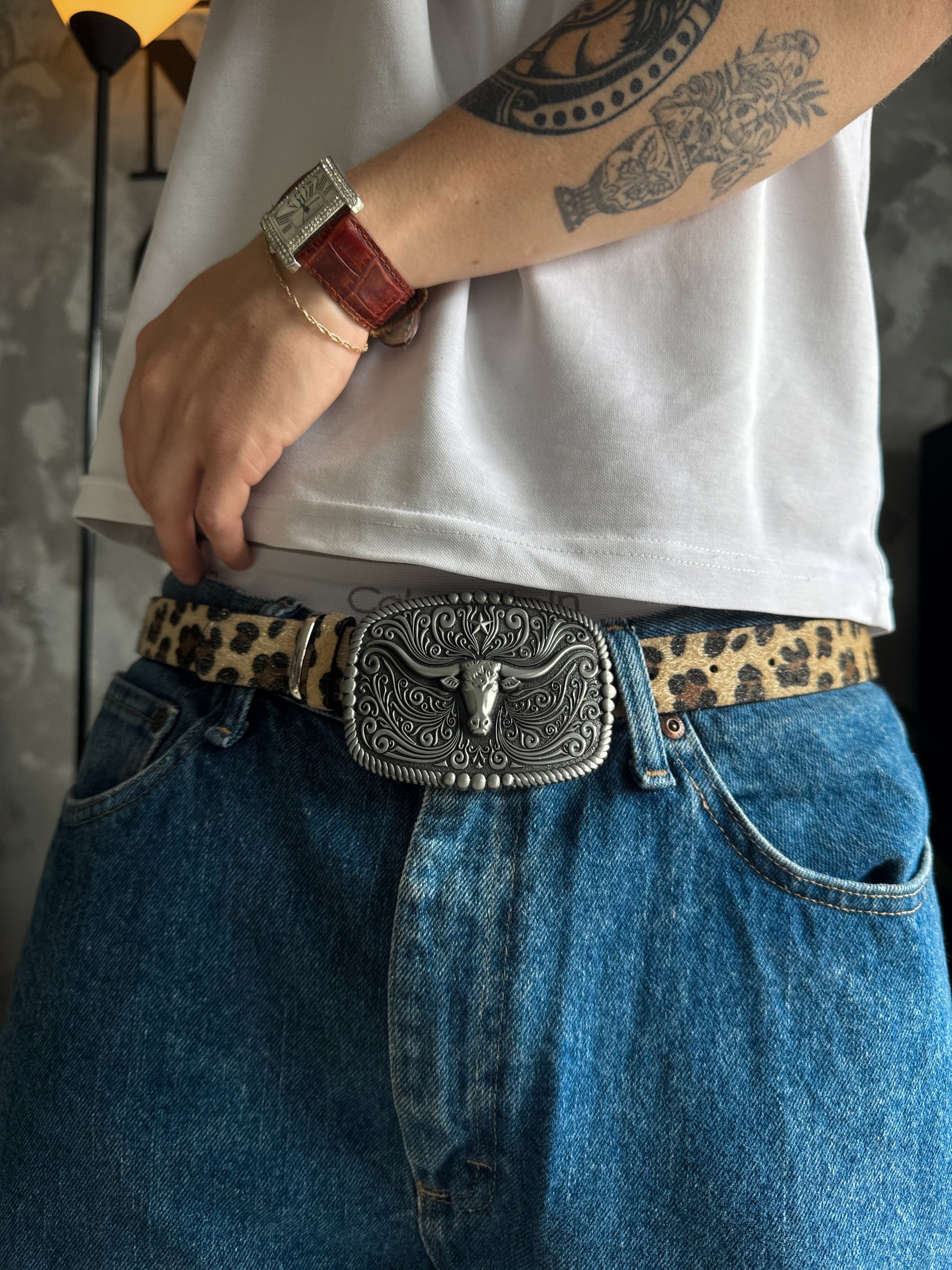 COWBOY BULL HEAD BELT BUCKLE