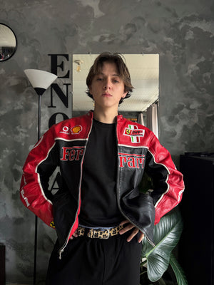 (M) 1990’S VINTAGE FERRARI RACING LEATHER JACKET