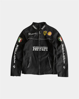 (M) VINTAGE FERRARI RACING LEATHER JACKET