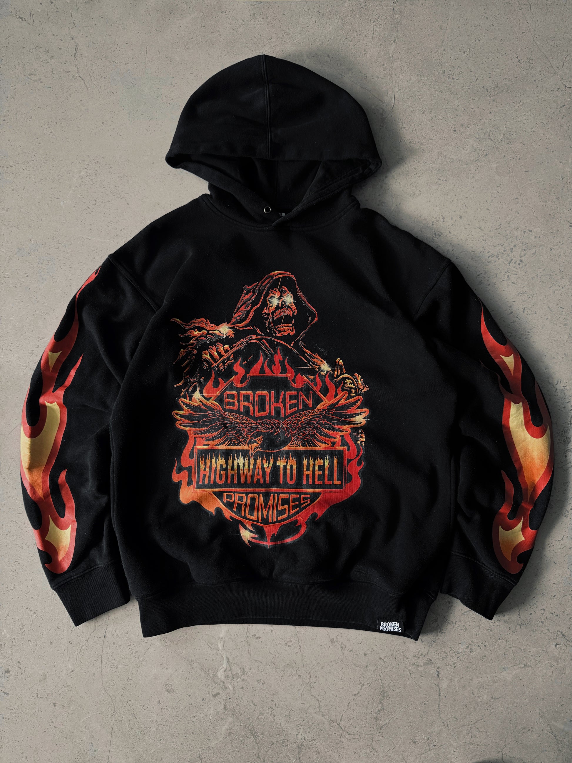 (S) BROKEN PROMISES TYPE HARLEY DAVIDSON FLAMES HOODIE
