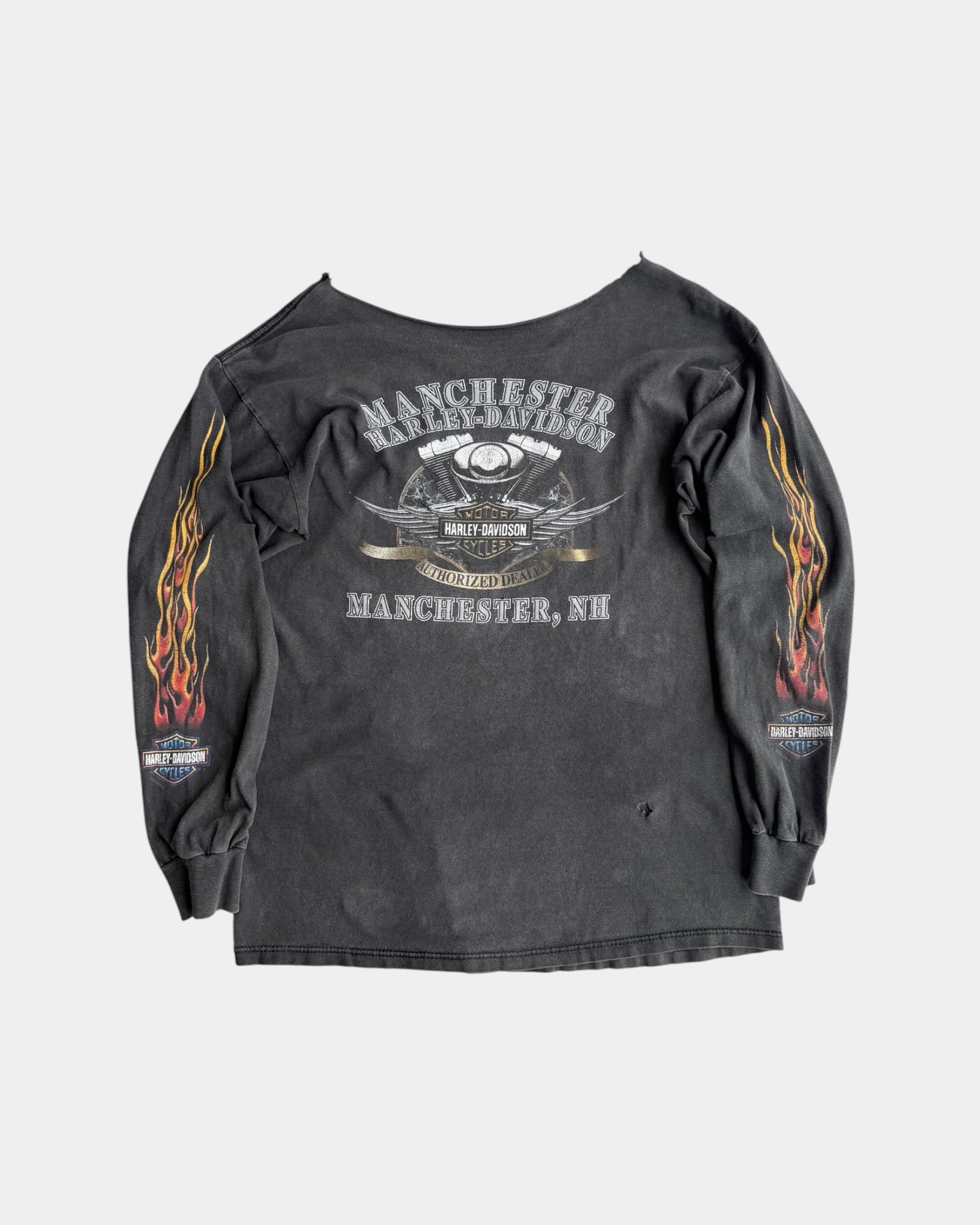 (M) 00’S VINTAGE HARLEY DAVIDSON SUN FADED FLAMES LONG SLEEVE