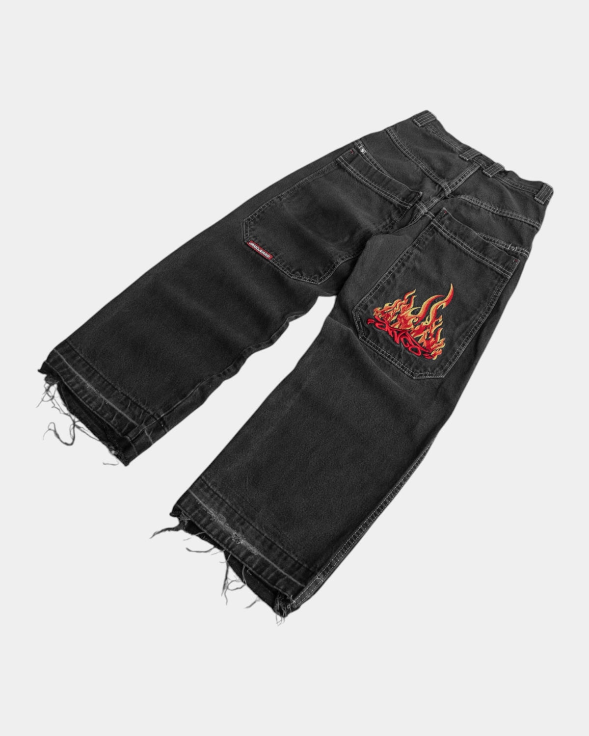 VINTAGE JNCO FLAME EMBROIDERED FADED PANTS