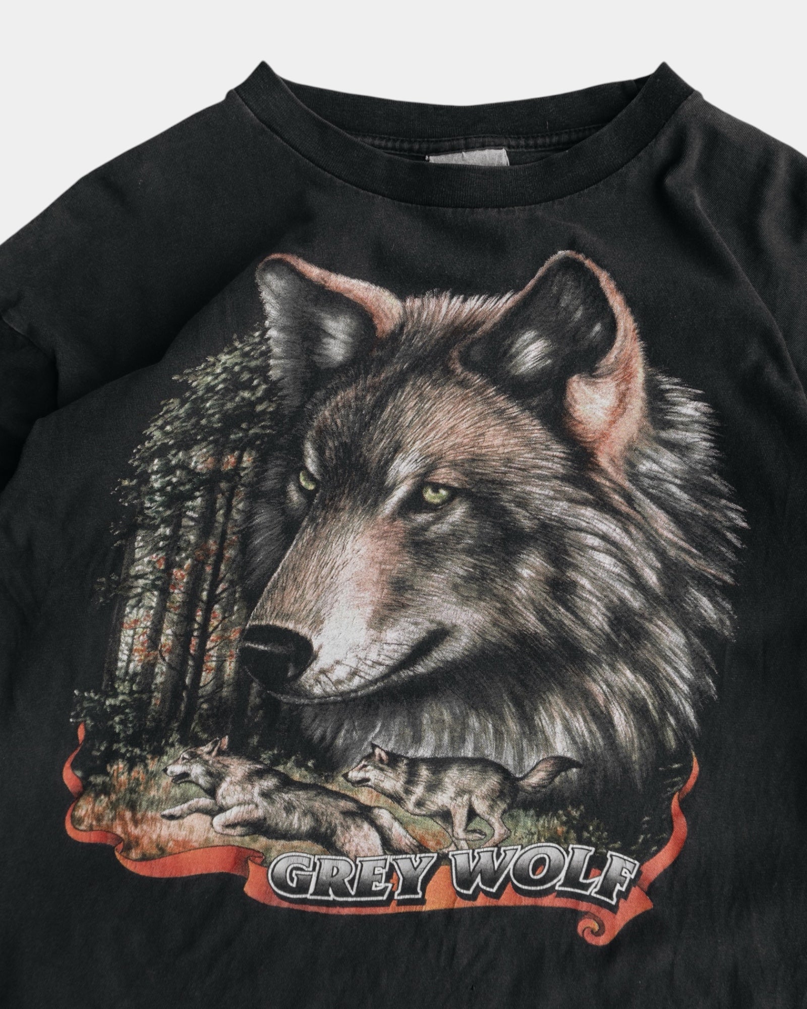 (BOXY M) 90’S VINTAGE WOLF FADED LONG SLEEVE