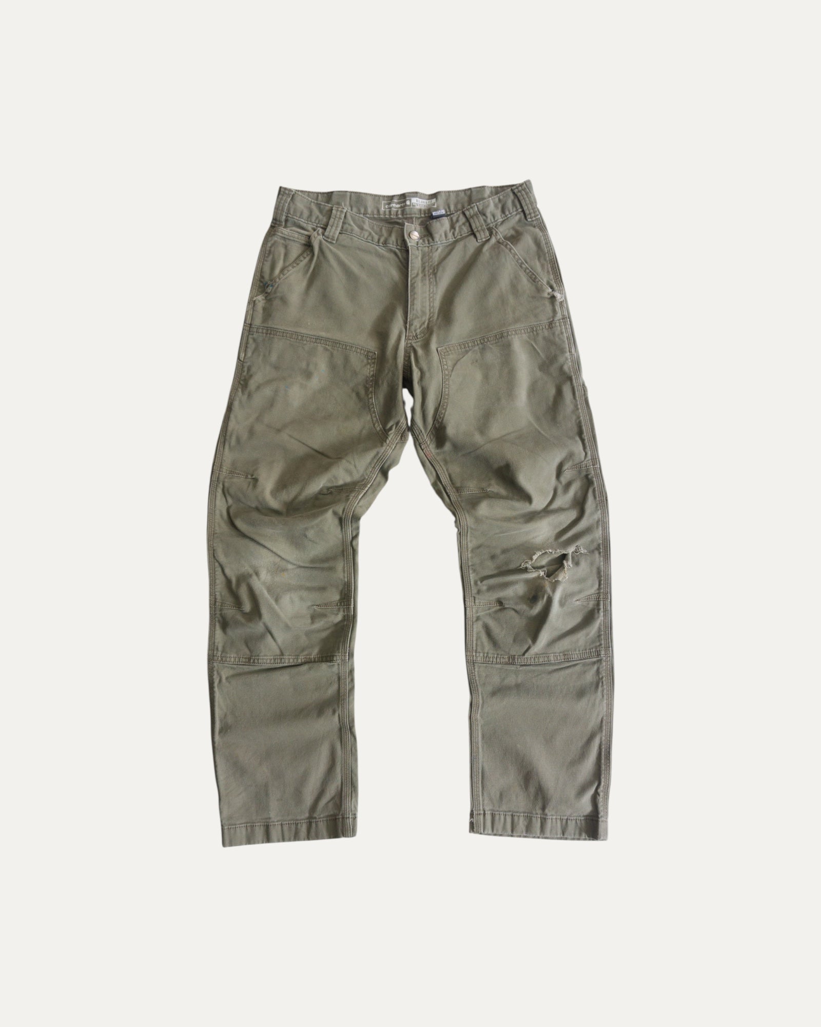 CARHARTT DOUBLE KNEE OLIVE GREEN PANTS - 32x30