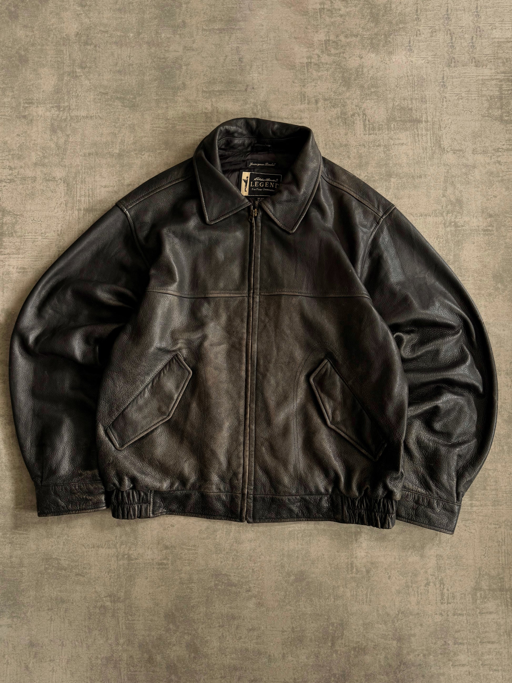 (M) VINTAGE EDDIE LEGEND AMAZING FADED BOMBER LEATHER JACKET