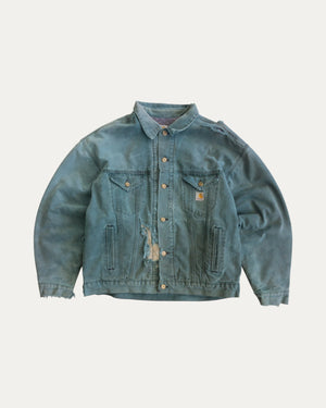 (L) 90’S VINTAGE CARHARTT GREEN TRUCKER DISTRESSED JACKET