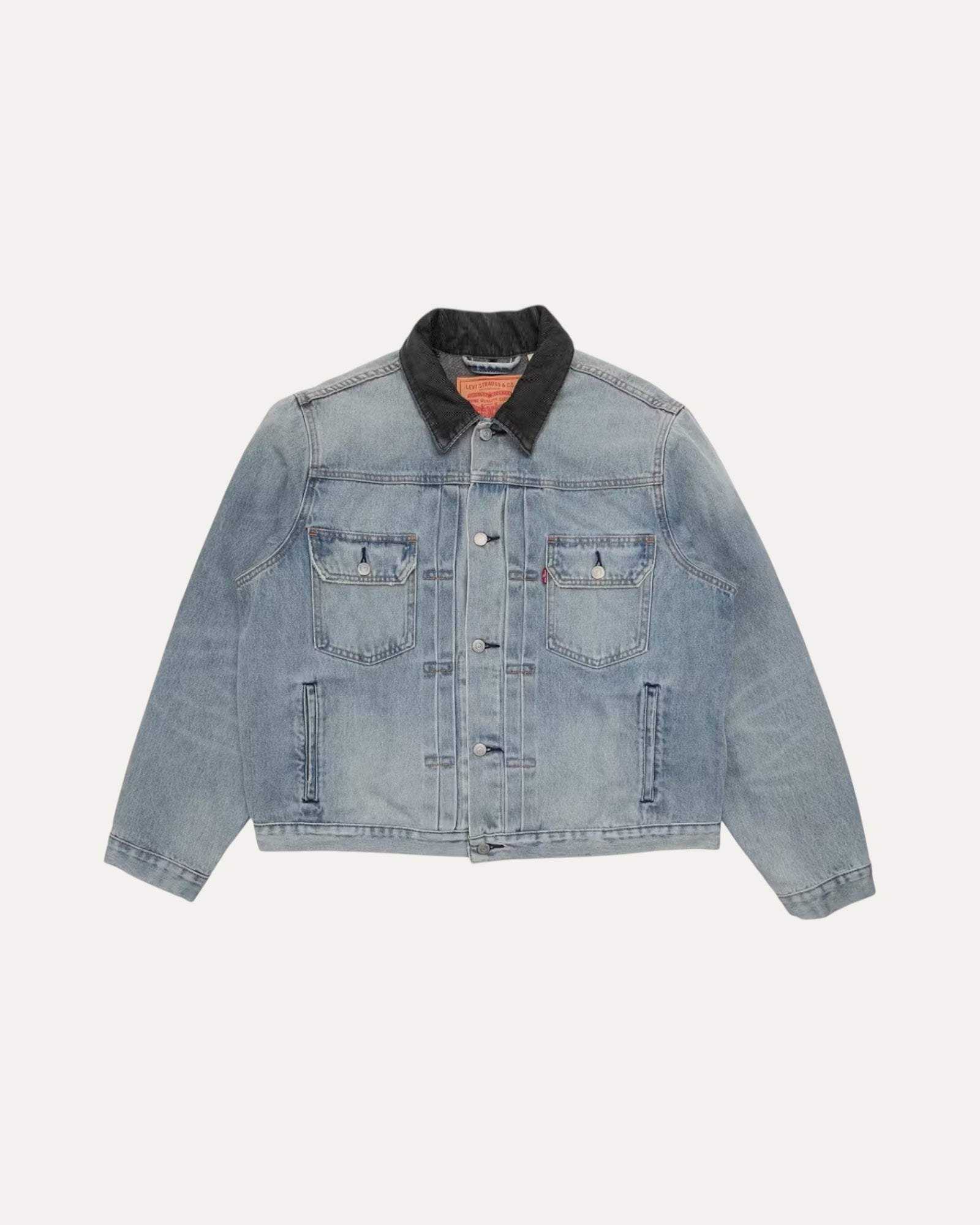 (M) STUSSY X LEVI’S EMBOSSED PRAGLAD TRCUKER JACKET