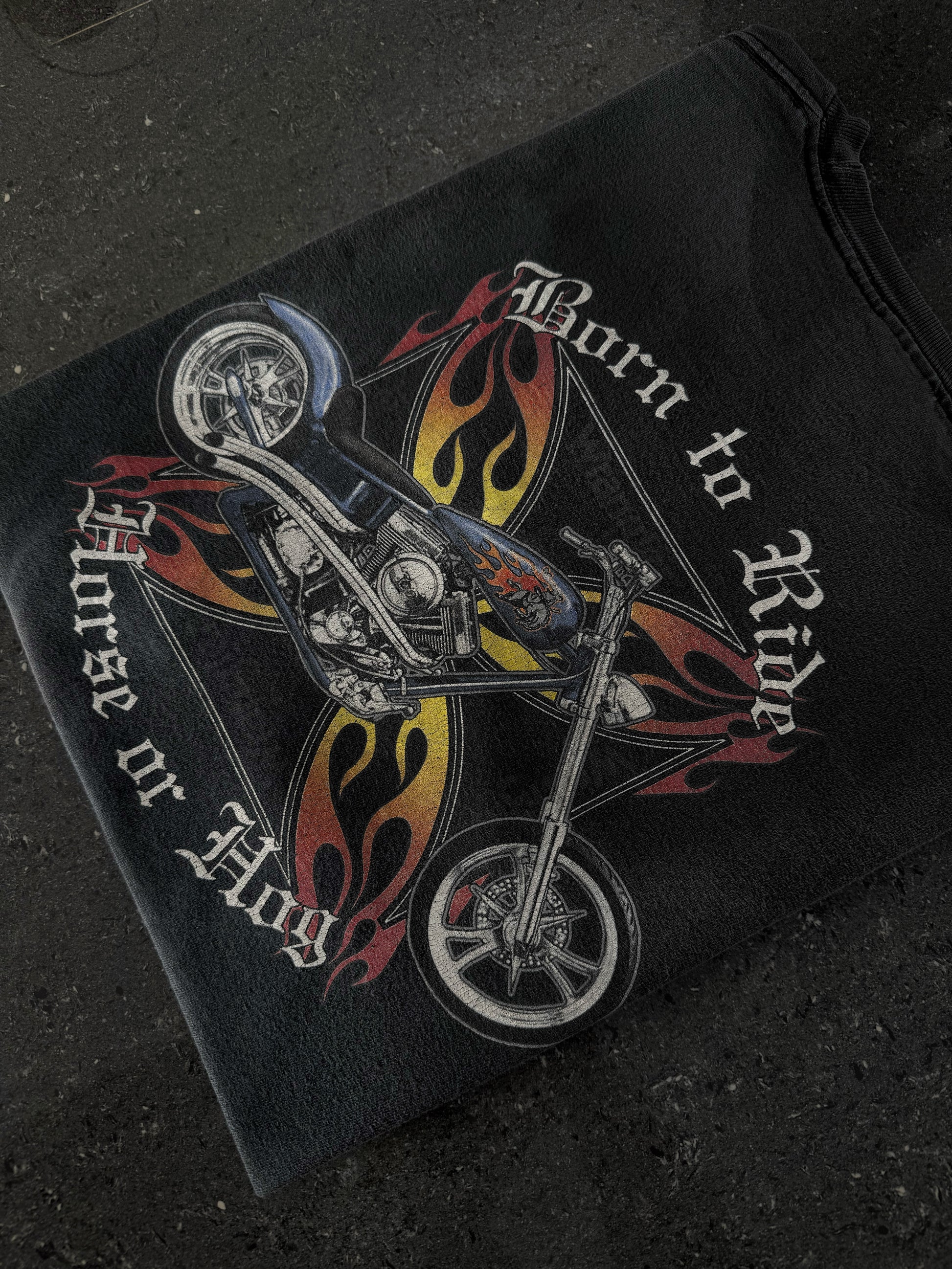 (L) 00’S VINTAGE WRANGLER RIDE FLAMES TEE