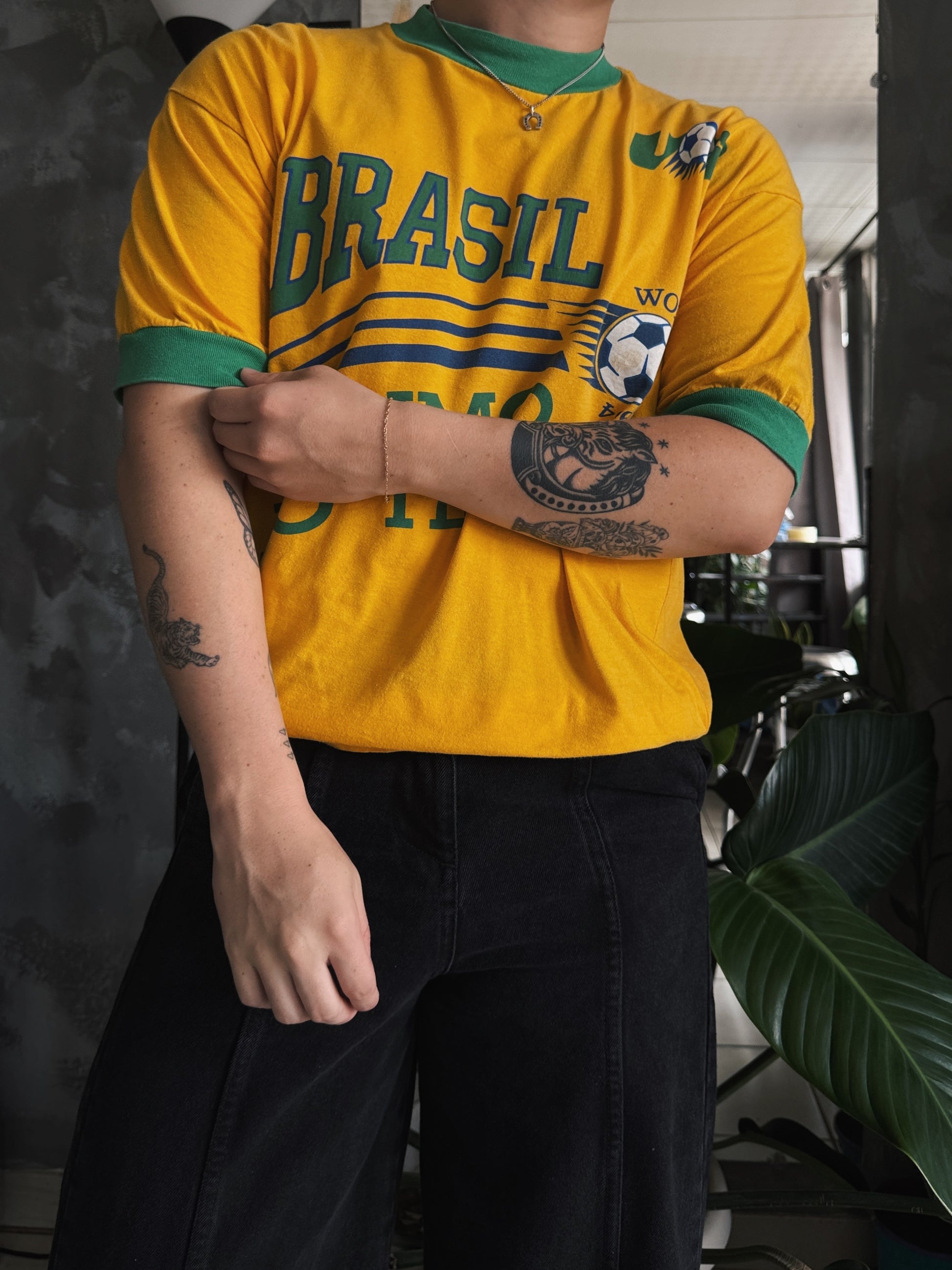 (L) 90’S VINTAGE BRASIL 1994 WORLD CUP TEE BLOKECORE TEE