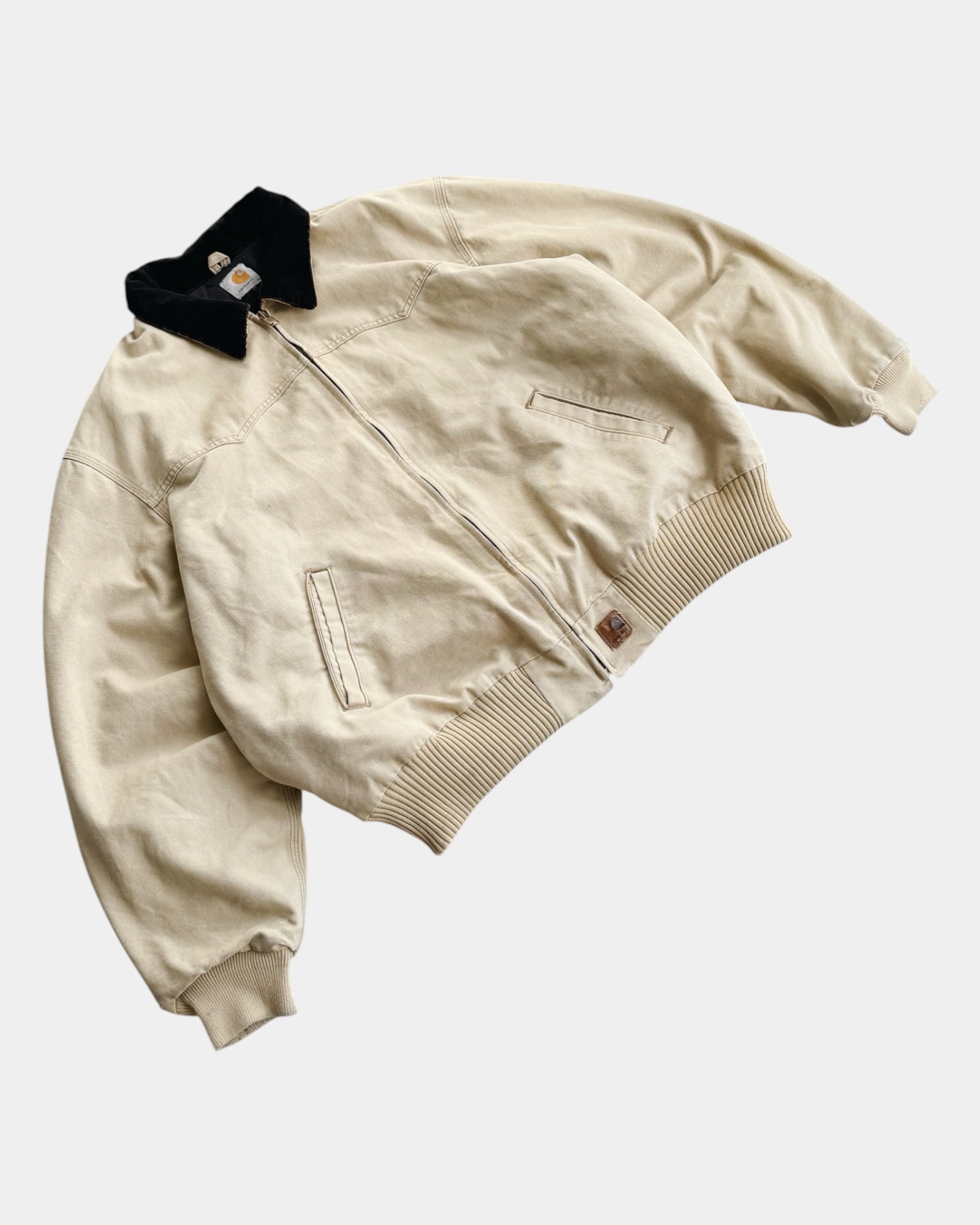 (XL) VINTAGE CARHARTT FADED CREAM SANTA FE JACKET