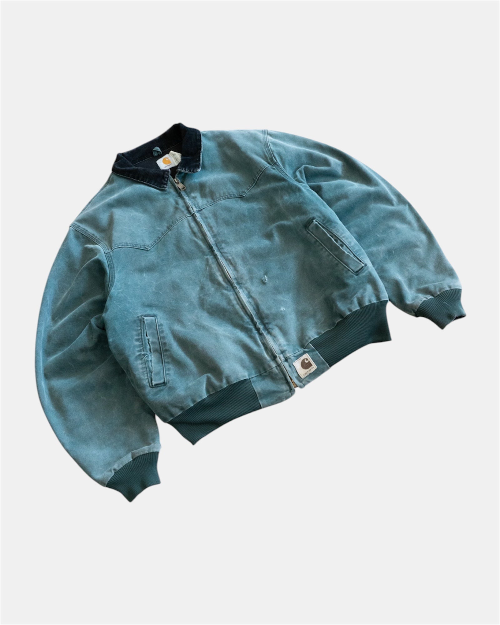 (L/XL) VINTAGE CARHARTT SANTA FE J14 GREEN FADED JACKET