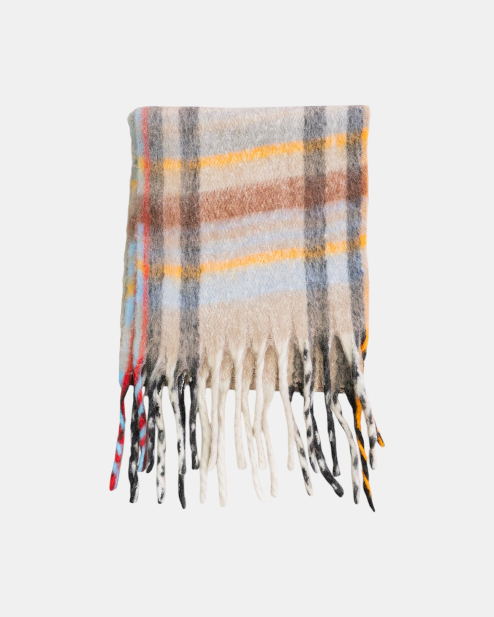 FUZZY PLAID SCARF