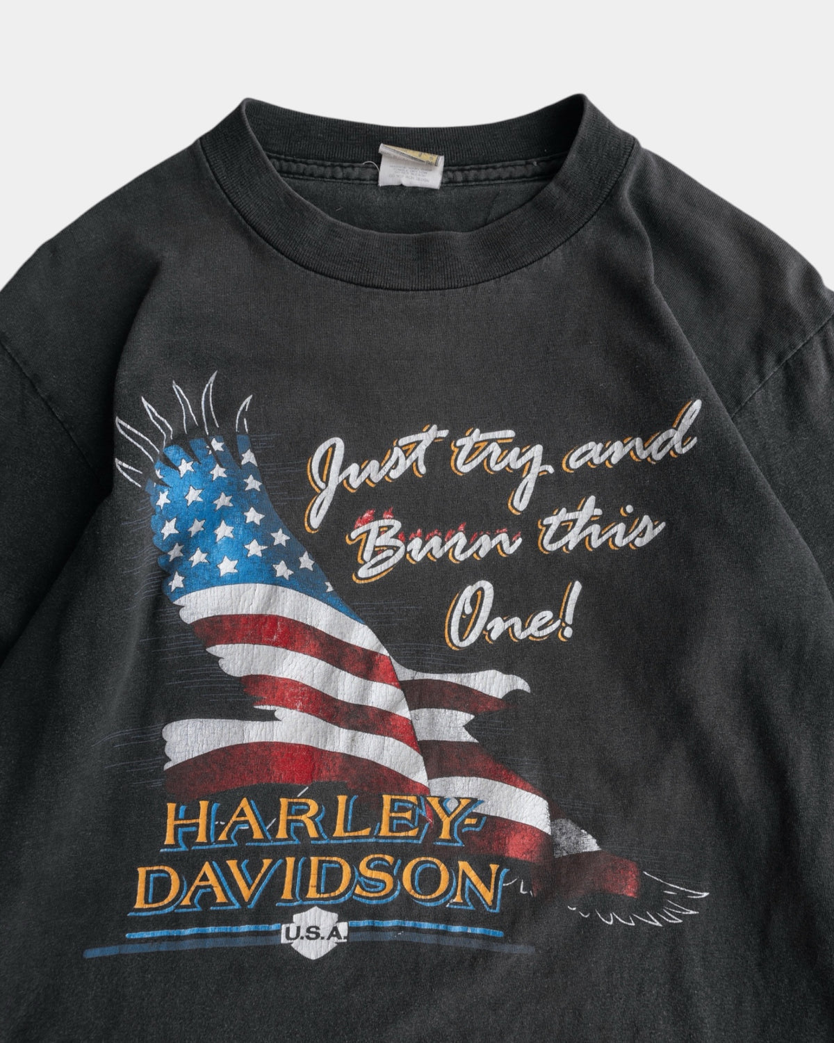 (S/M) 80’S VINTAGE HARLEY DAVIDSON EAGLE FADED LONG SLEEVE