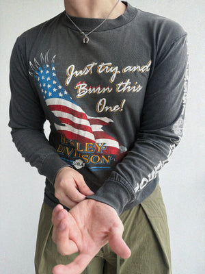 (S/M) 80’S VINTAGE HARLEY DAVIDSON EAGLE FADED LONG SLEEVE