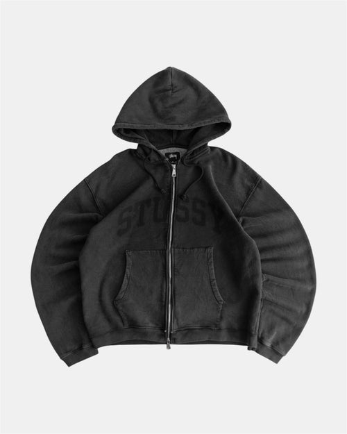 (BOXY L) STUSSY FADED GRAPHIC DOUBLE ZIP HOODIE