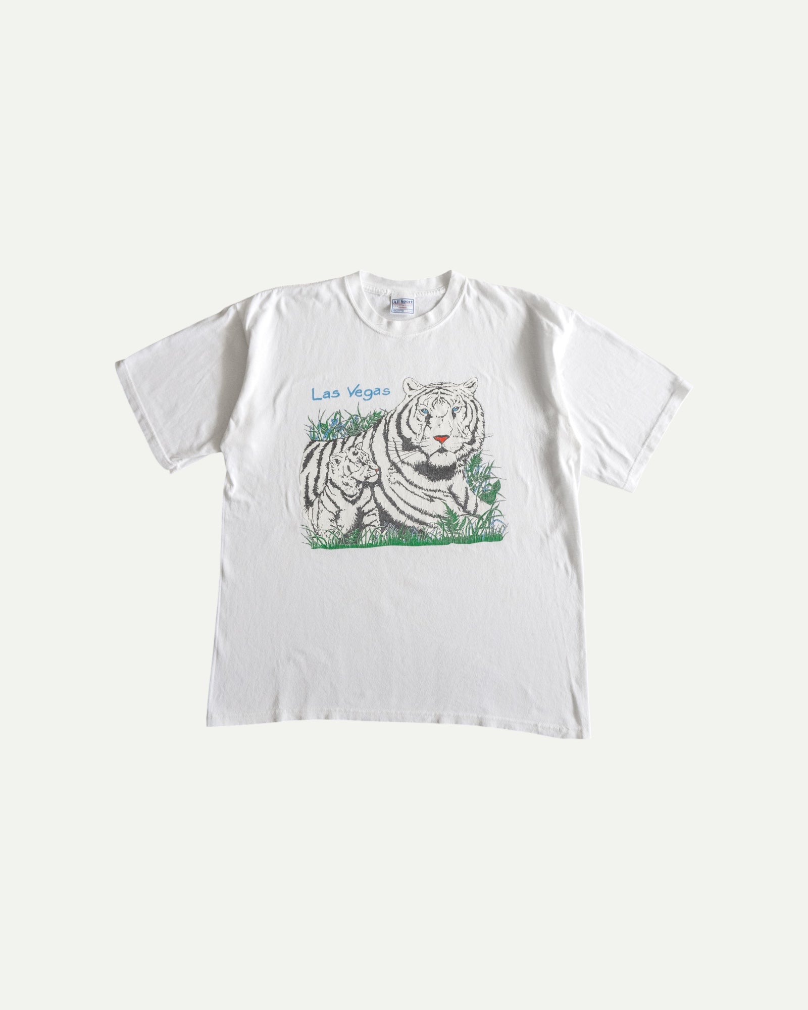 (L) 90’S VINTAGE LAS VEGAS WHITE TIGER BLUE EYES ANIMAL ART TEE