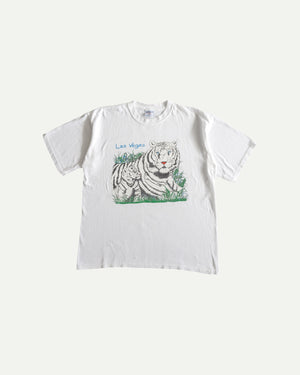 (L) 90’S VINTAGE LAS VEGAS WHITE TIGER BLUE EYES ANIMAL ART TEE
