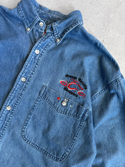 (M) ORANGE COUNTRY CHOPPERS DENIM SHIRT