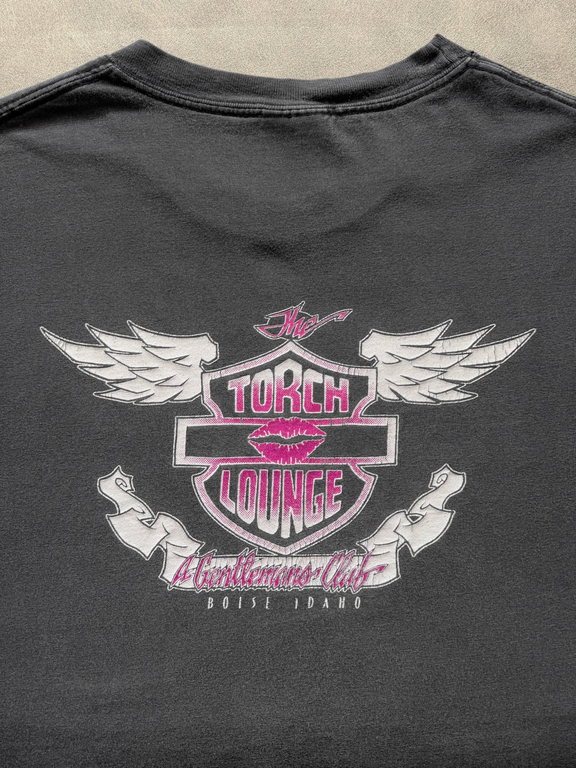 (BOXY L) 90’S VINTAGE HARLEY KISS CLUB FADED TEE