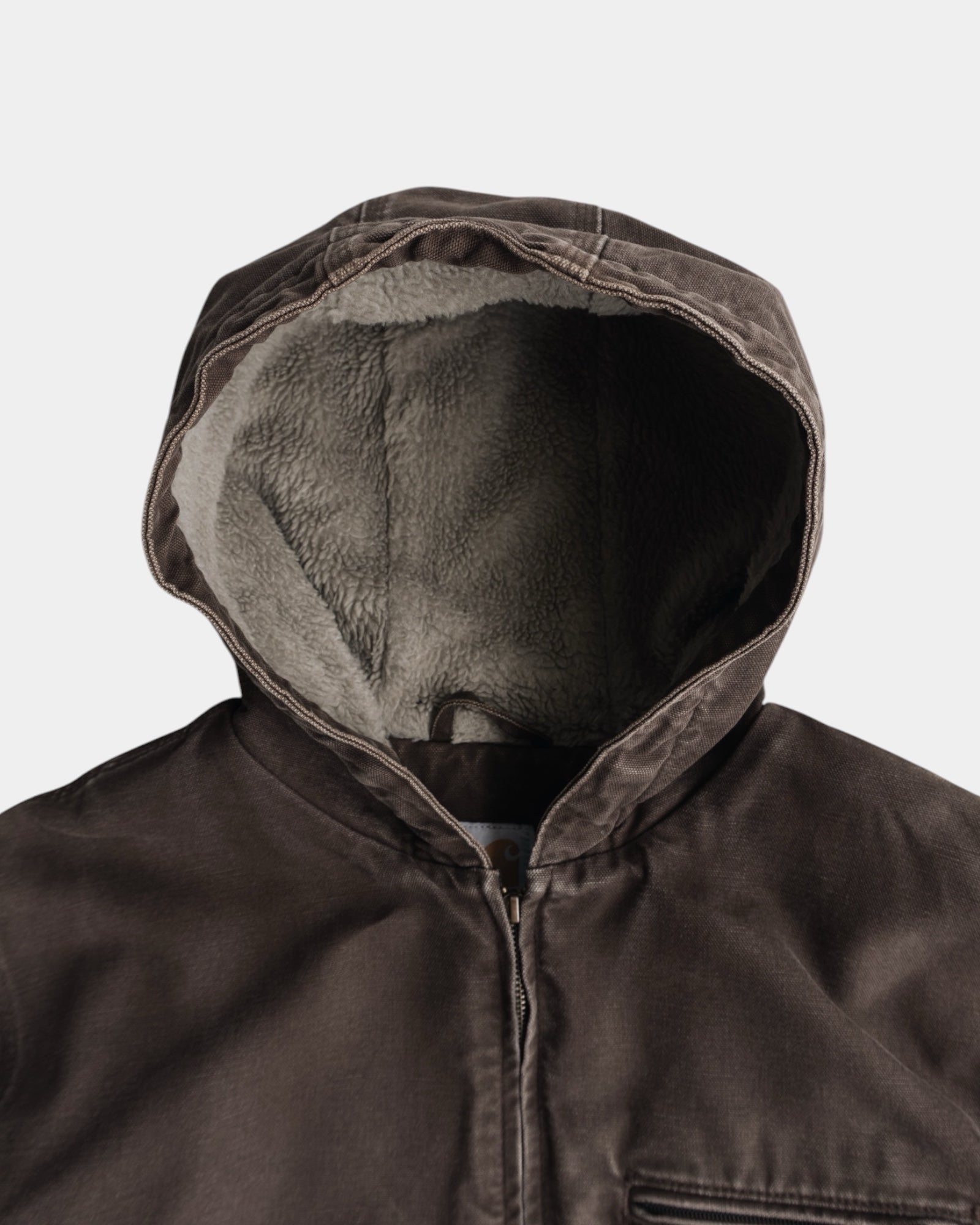 (XL) VINTAGE CARHARTT J141 ACTIVE MOCCA WASHED DUCK CANVAS SHERPA LINED JACKET