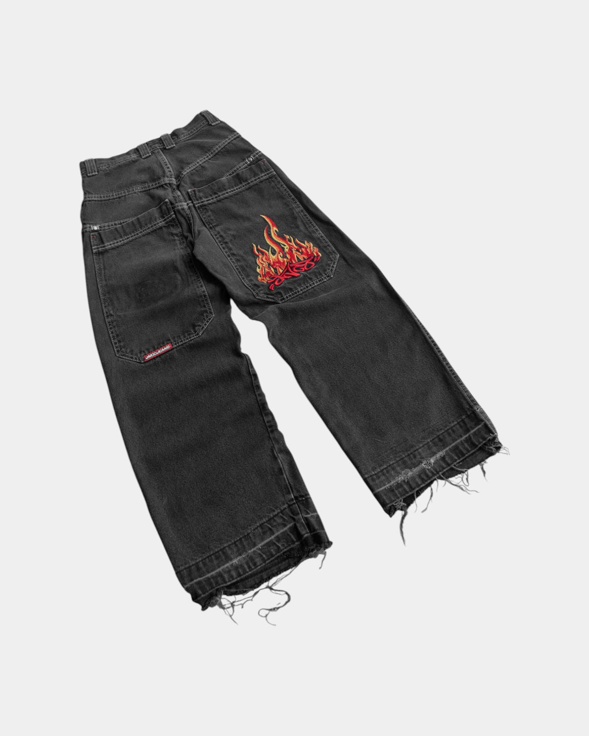 VINTAGE JNCO FLAME EMBROIDERED FADED PANTS