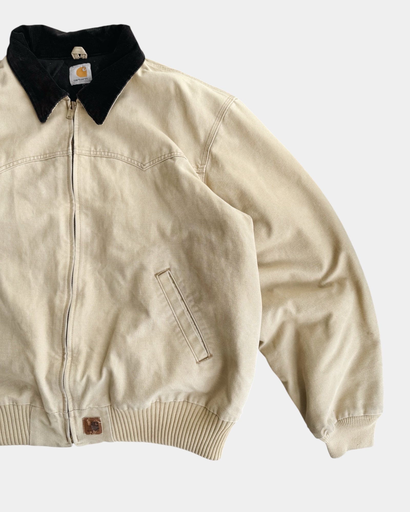 (XL) VINTAGE CARHARTT FADED CREAM SANTA FE JACKET
