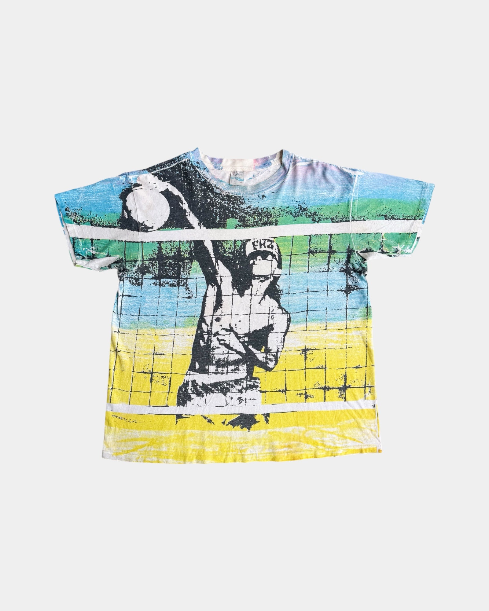 (FIT L) 90’S VINTAGE BEACH VOLLEYBALL AOP TEE