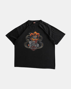 (L/XL) HARLEY DAVIDSON JESTER CLOWN BIKER TEE