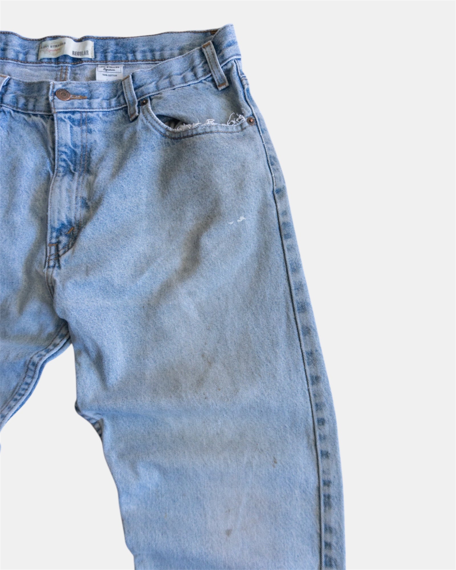 VINTAGE LEVIS STRAUSS WASHED DENIM PANTS - 36x30