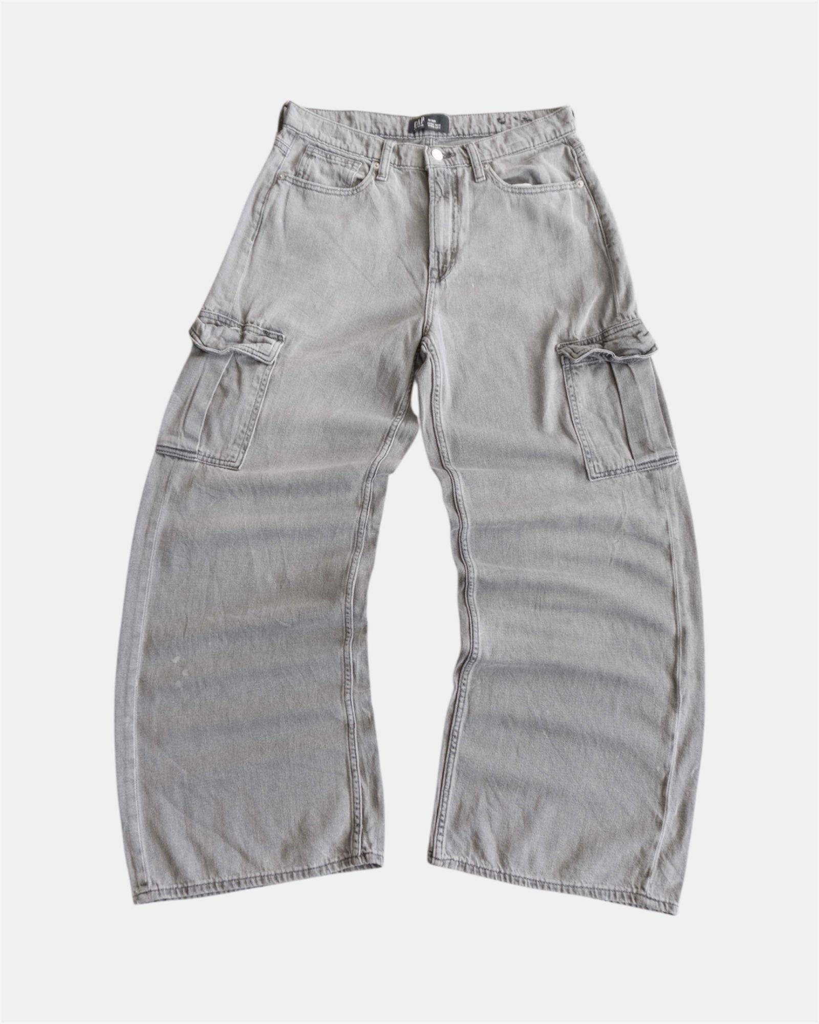 GAP GRAY FADED CARGO WIDE LEG PANTS - 32x32