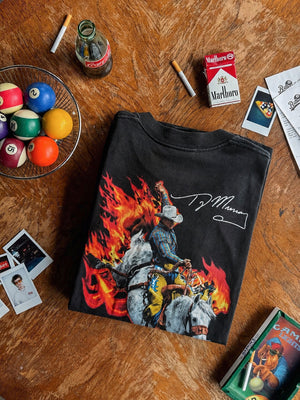 (L) VINTAGE WRANGLER HORSE FLAMES TEE
