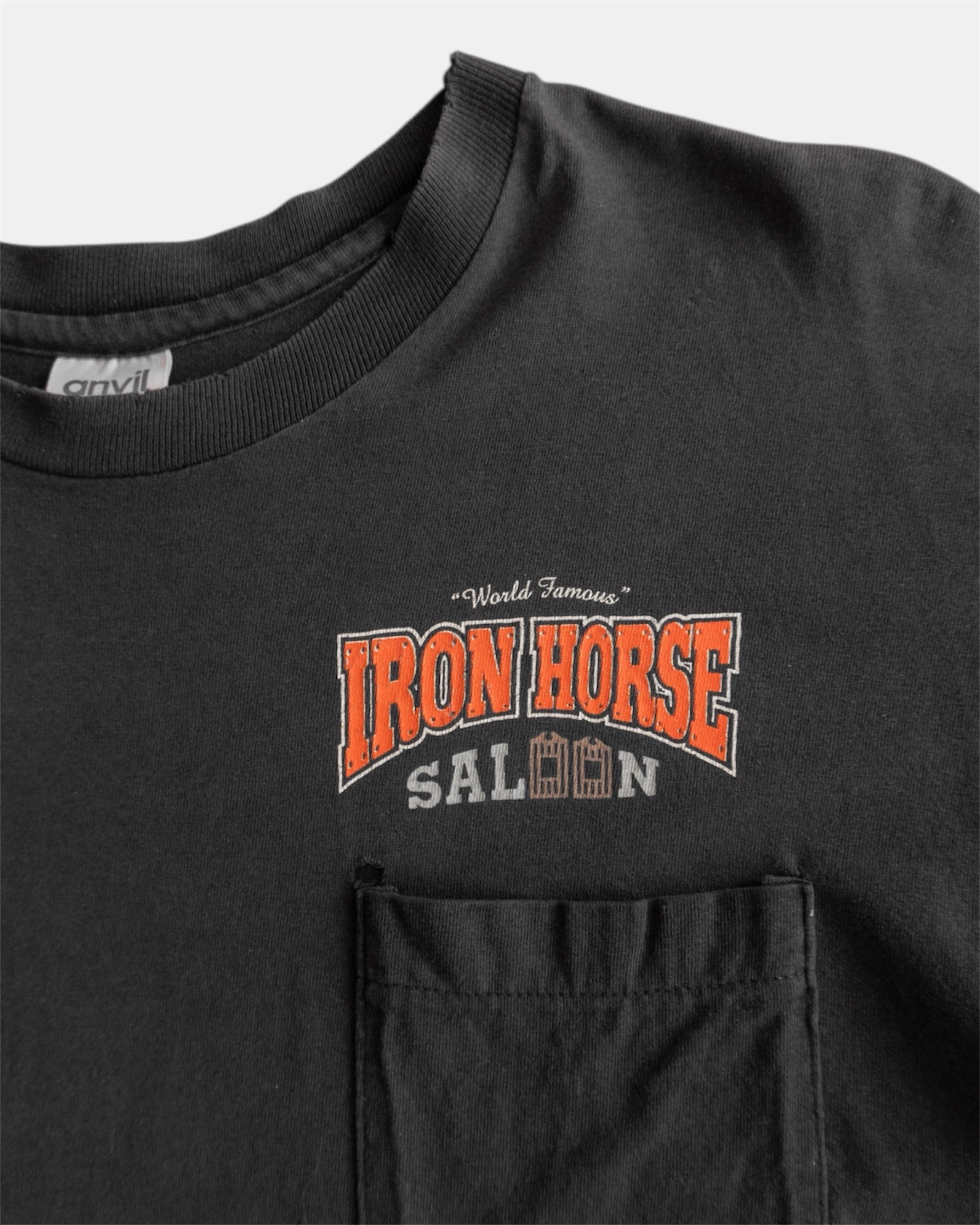 (L) 90’S VINTAGE IRON HORSE FADED POCKET TEE