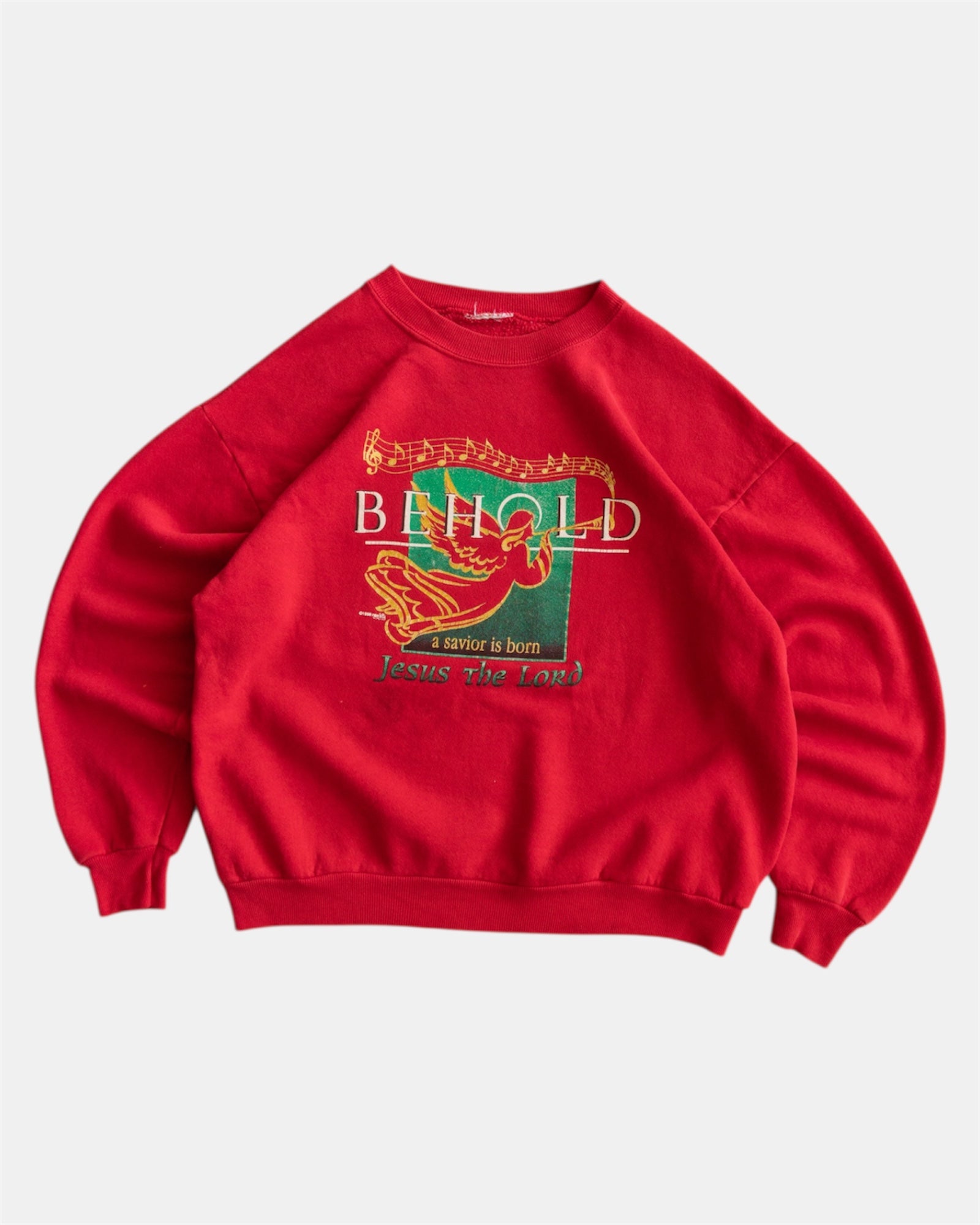 (L) 90’S VINTAGE JESUS THE LORD “BEHOLD A SAVIOUR IS BORN” CREWNECK