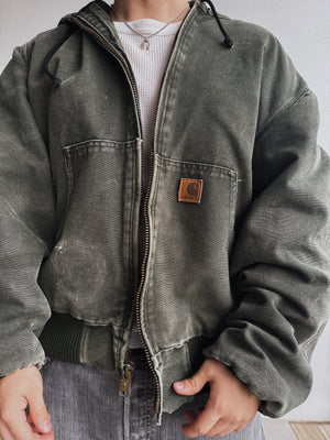 (L) VINTAGE CARHARTT GREEN OLIVE FADED ACTIVE JACKET