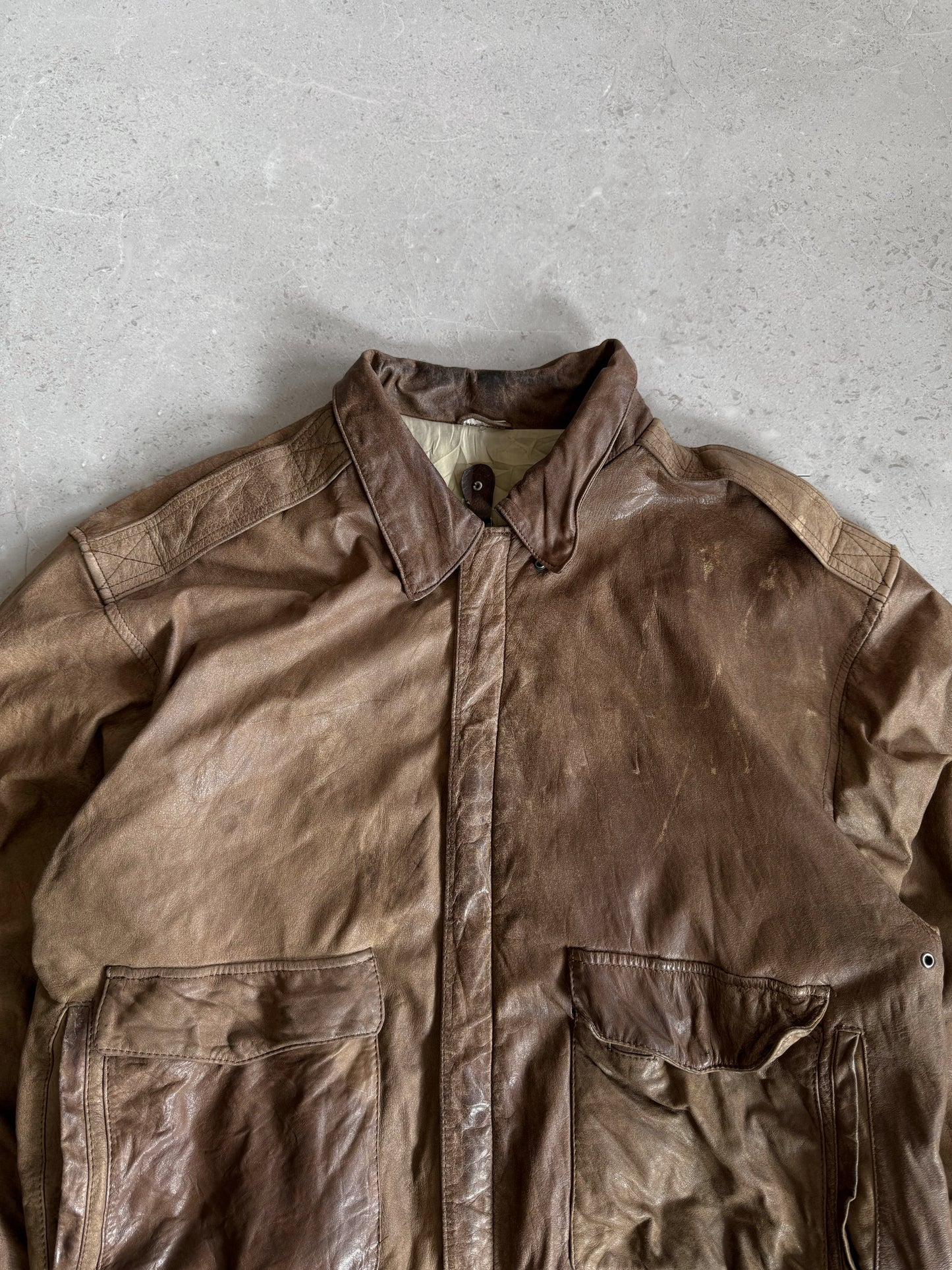 (M-L) 1990’s Vintage Bomber Leather Pilot Jacket