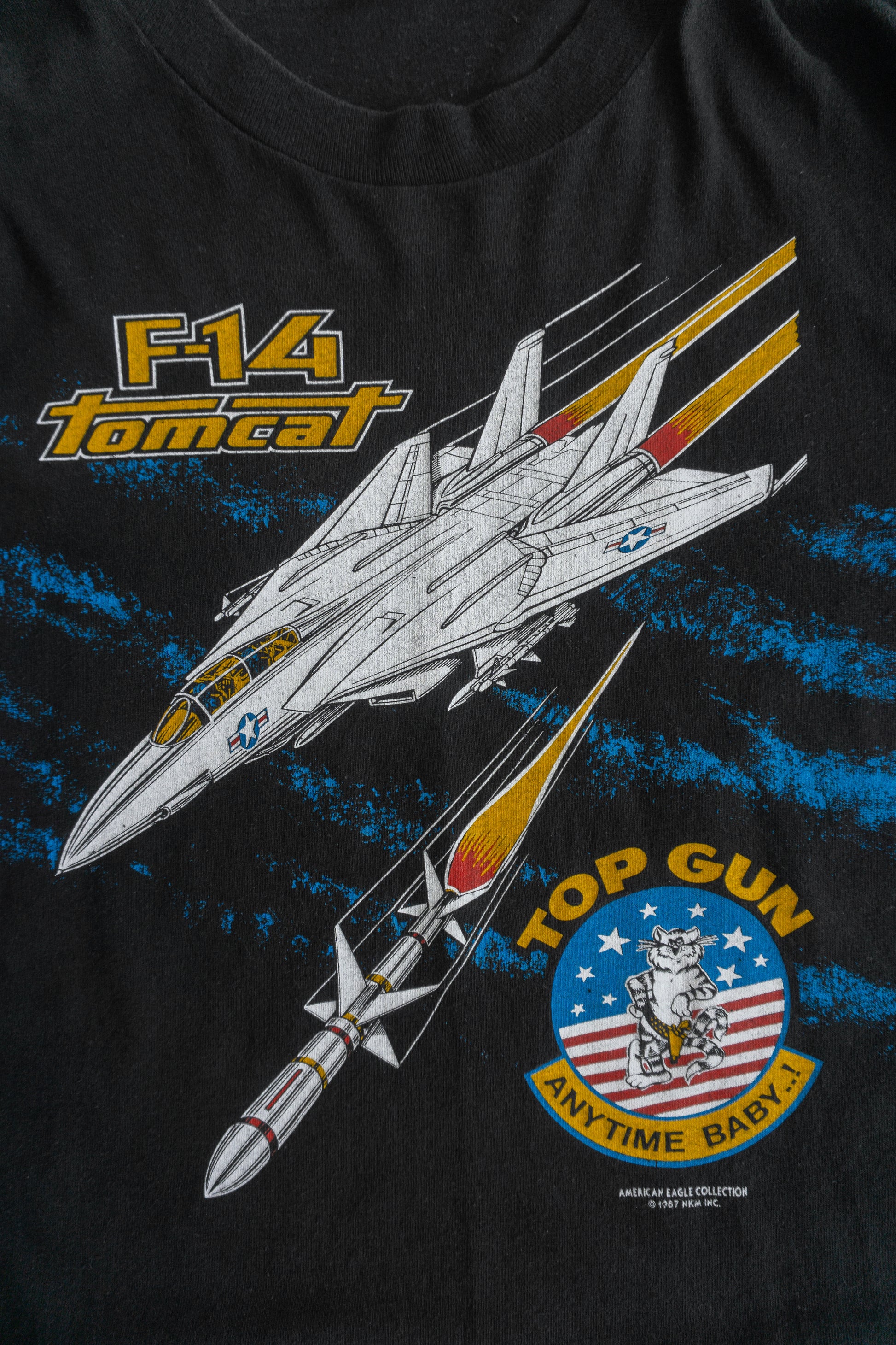 (L/XL) 80’S VINTAGE RARE TOPGUN TOM CAT F-14 TEE