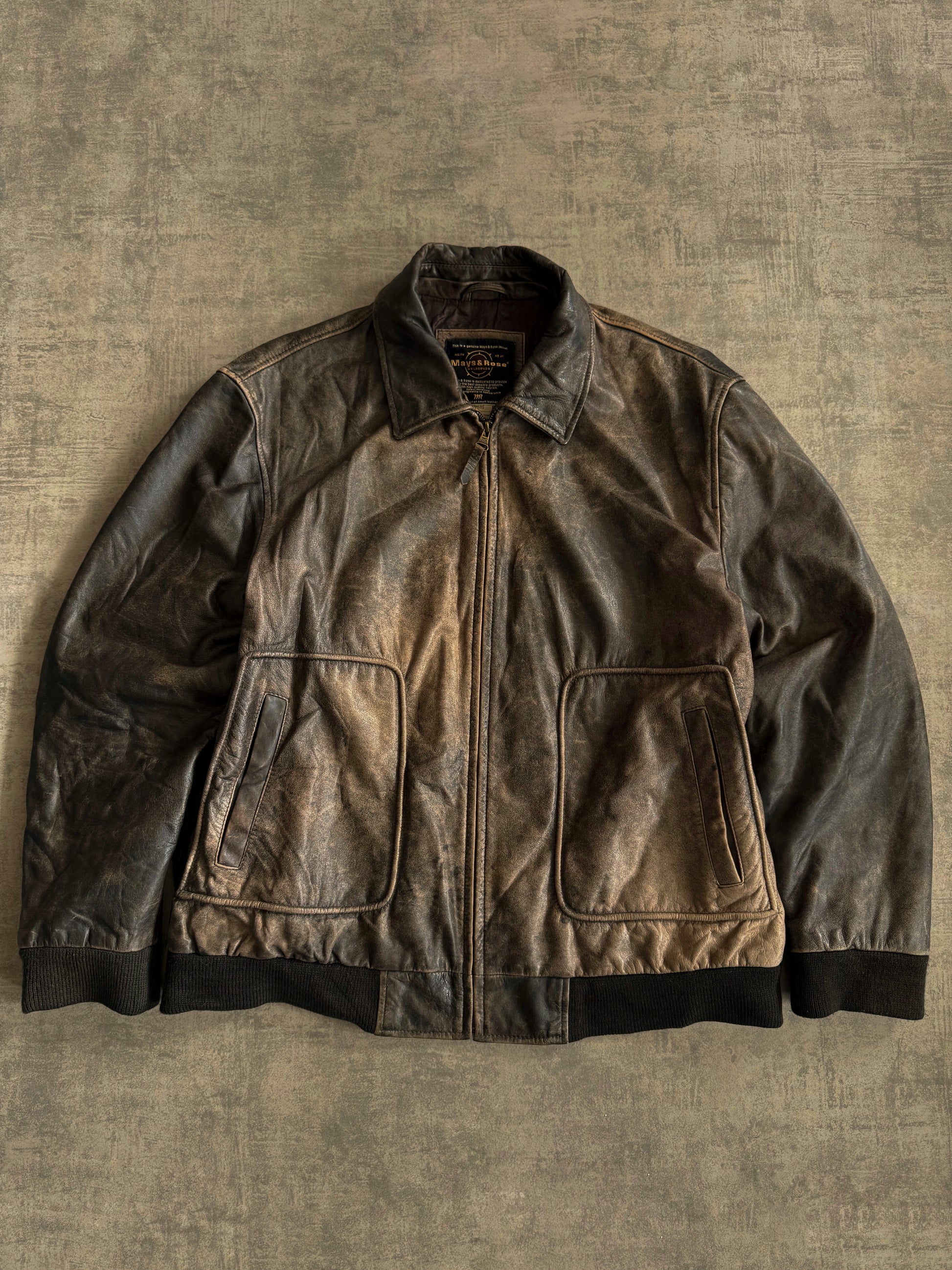 (L) VINTAGE MAY&ROSE FADED LEATHER JACKET