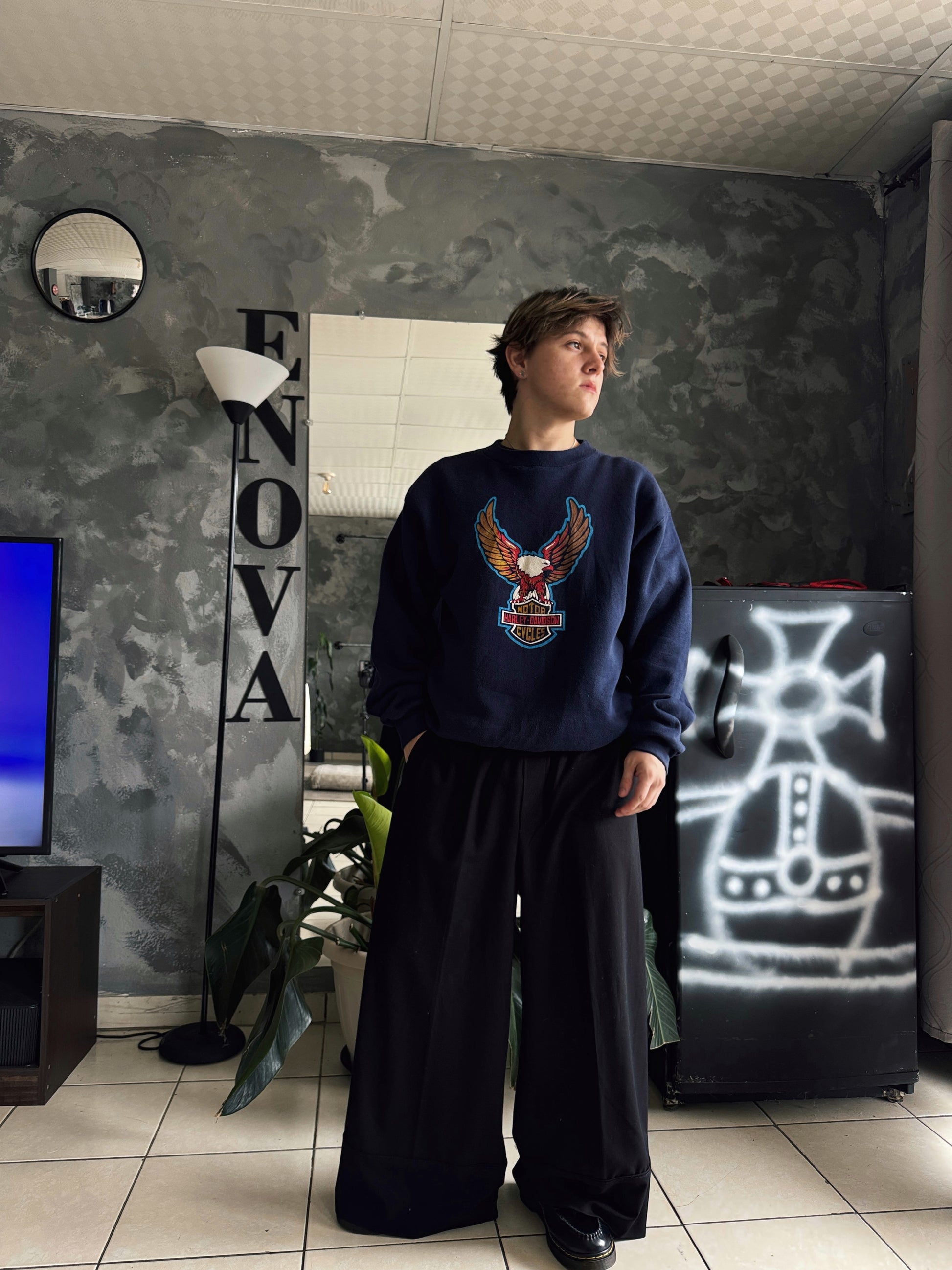(L) 90’S VINTAGE HARLEY DAVIDSON CREWNECK