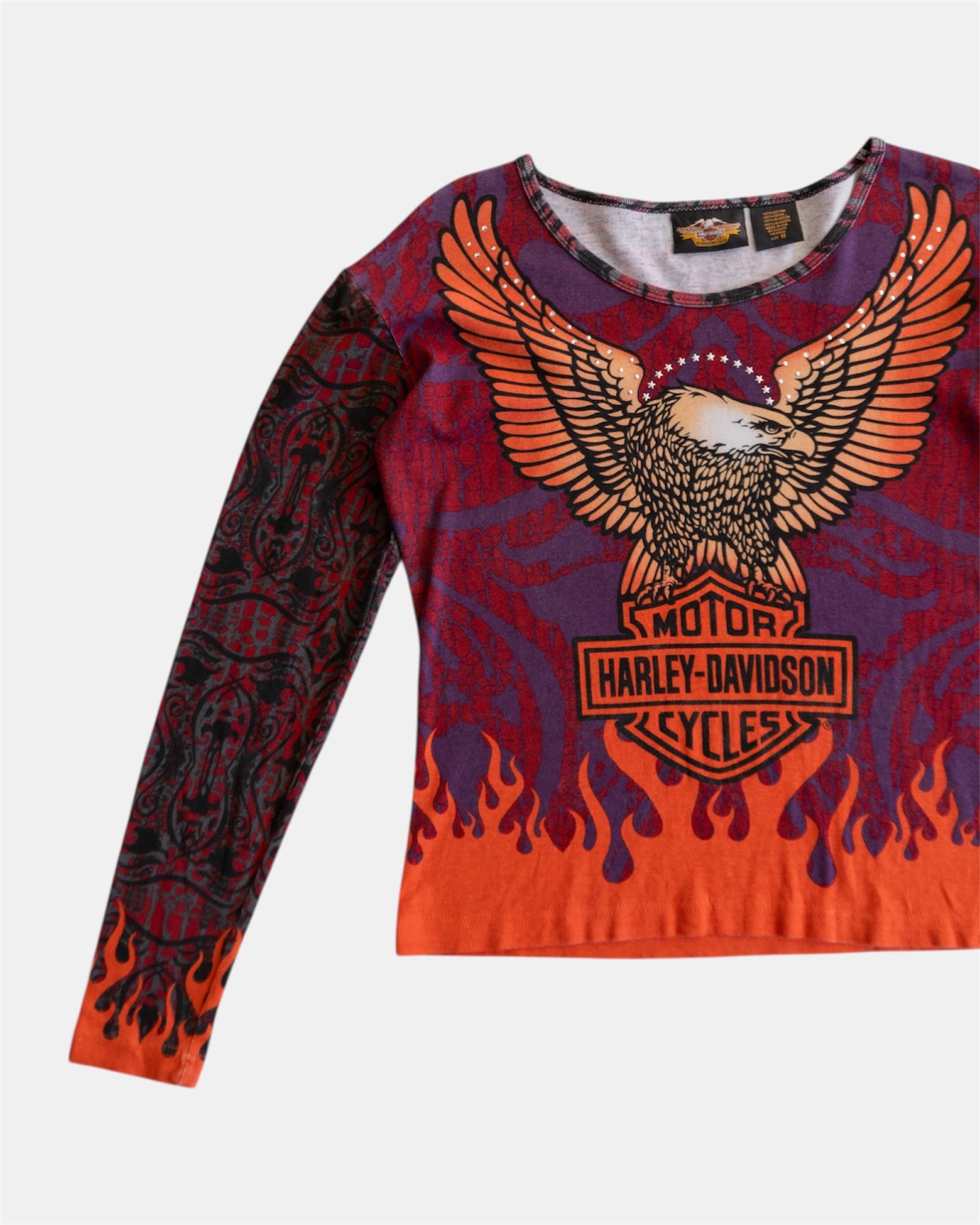 (M) VINTAGE Y2K HARLEY DAVIDSON FLAMES AOP LONG SLEEVE